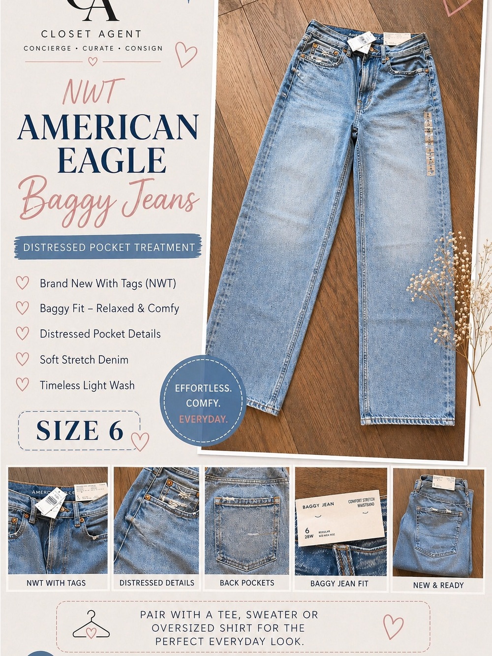American Eagle Outfitters Light Wash Baggy Jeans